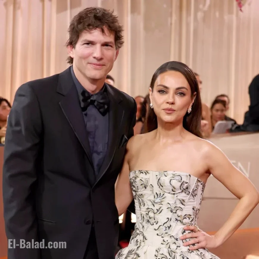 Mila Kunis and Ashton Kutcher Reunite on 2026 Golden Globes Red Carpet