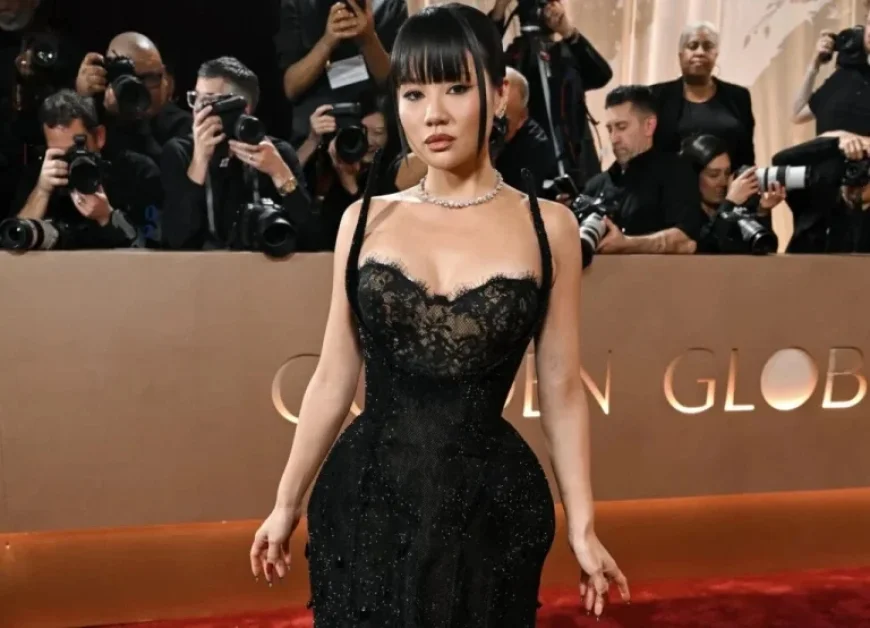 Rei Ami Stuns in Black Lace at Golden Globes Red Carpet