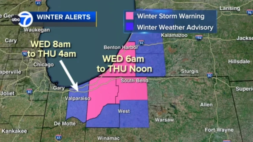 Severe Winter Storm Warning Issued for La Porte County, Indiana Wednesday and Thursday