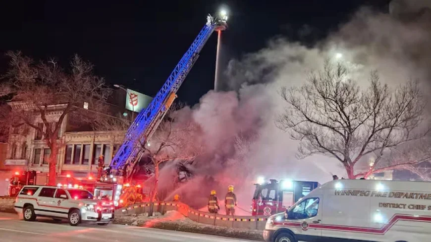 Fire Engulfs Vacant ManWin Hotel in Winnipeg