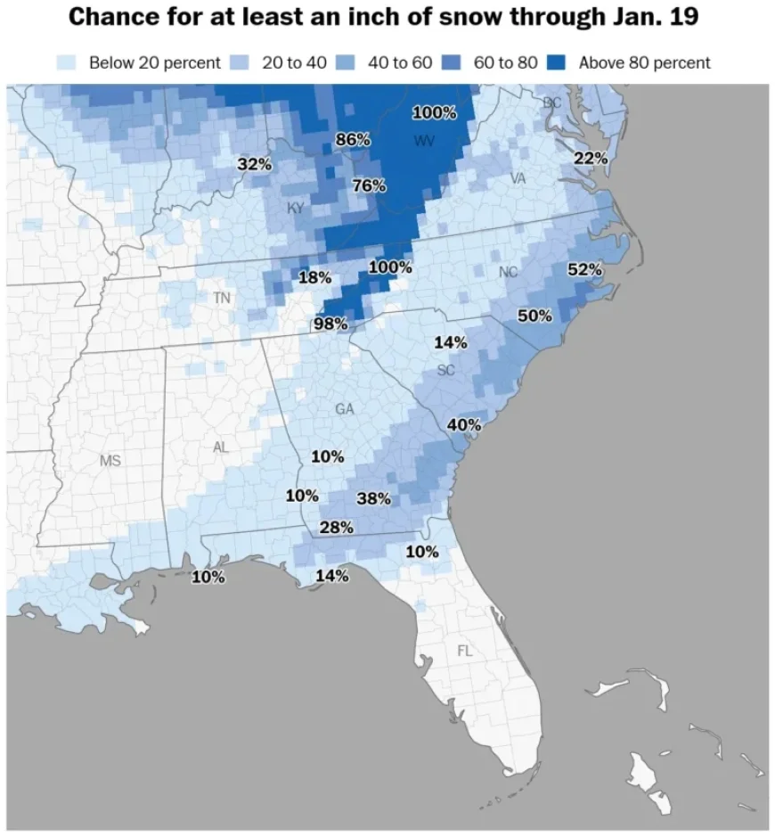 Snowfall Predicted for Florida and Southern States This Weekend