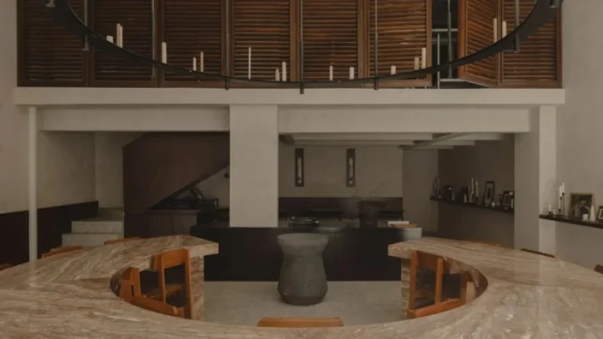Worc Studio Highlights Circular Stone Table at Mexico City Restaurant