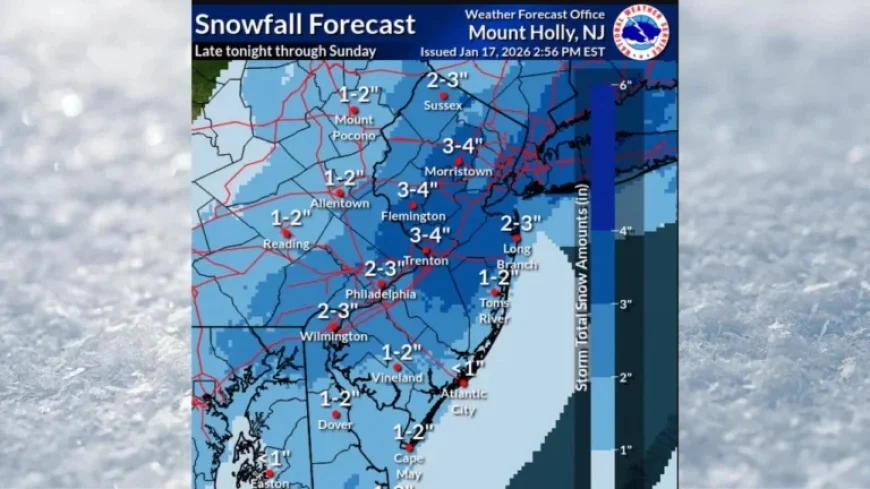 Snow Alerts Issued: Up to 4 Inches Expected in 15 N.J. Counties Sunday