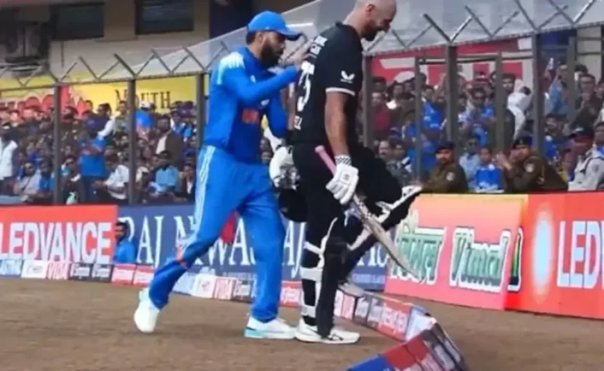 Virat Kohli’s Hilarious Push Sends New Zealand Batter Flying in 3rd ODI Video