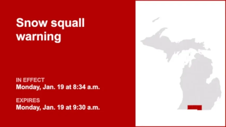 Cass and St. Joseph Counties Under Snow Squall Alert Monday Morning