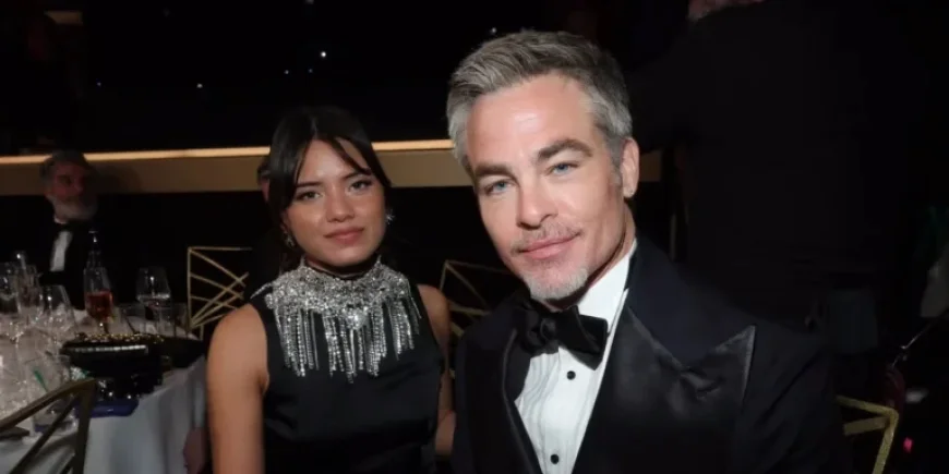 Chris Pine and Keana Sky Wenger Shine on Rare Golden Globes Date Night