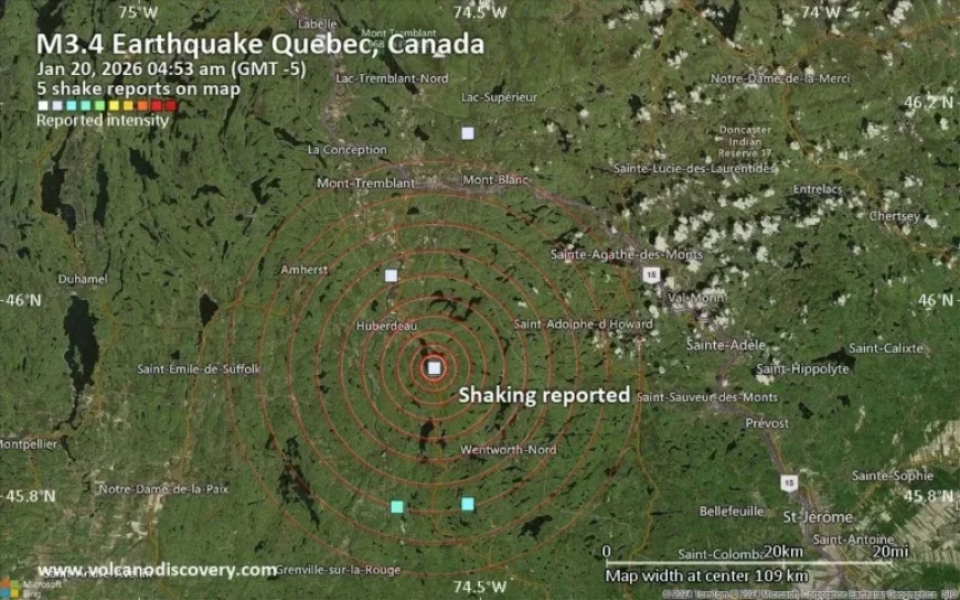 Possible Earthquake Detected Near Sainte-Agathe-des-Monts, Quebec