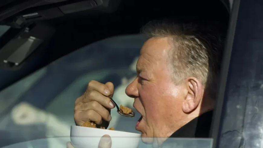 William Shatner Spotted Enjoying Cereal in Car at Stoplight