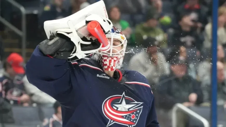 Columbus Blue Jackets’ Merzlikins Pauses Game for Unusual Water Break