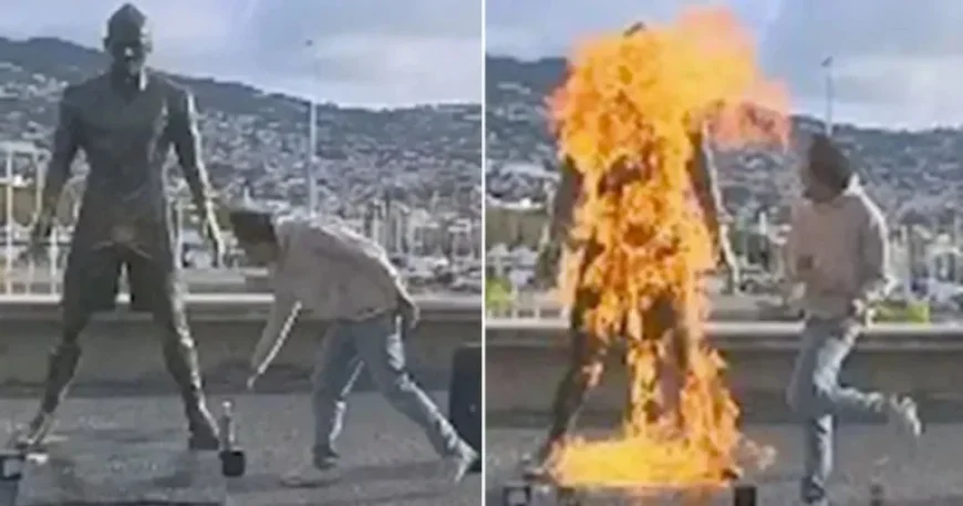 Man Sets Fire to Cristiano Ronaldo Statue in Portugal