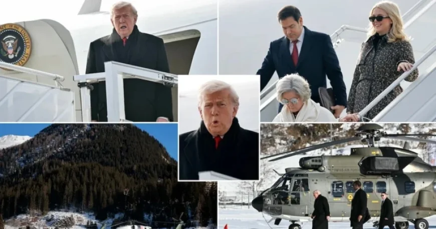 President Trump, 79, Struggles Navigating Airplane Stairs at Davos Arrival