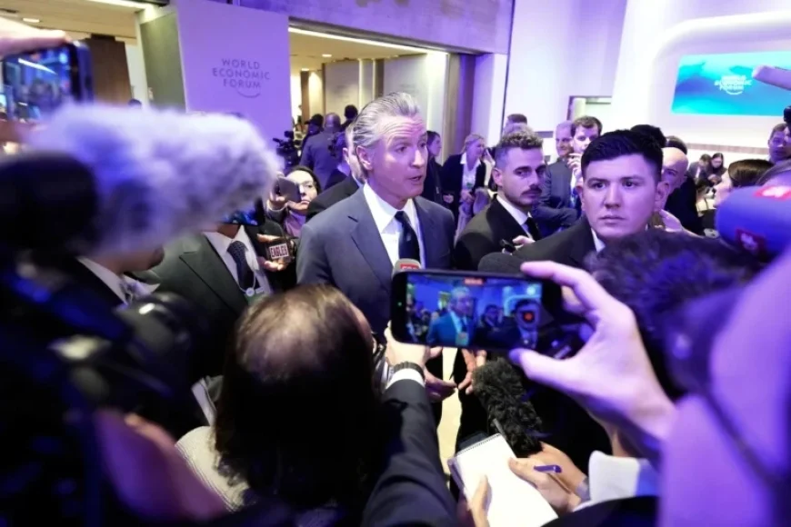 Gavin Newsom Blocked from Entering USA House at Davos