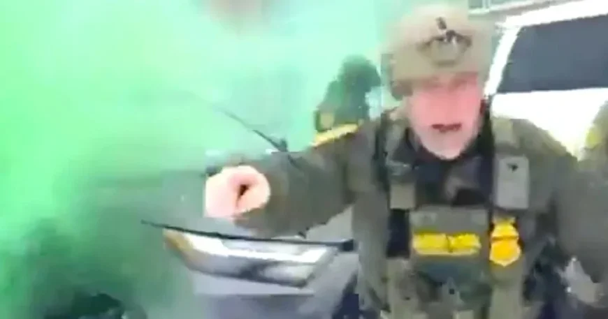 Trump Ally Bovino Accidentally Hits Himself with Smoke Bomb