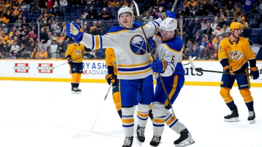 Helenius Scores First NHL Points as Sabres Defeat Predators