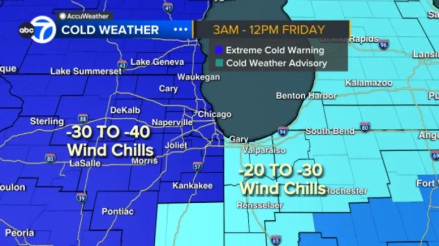 Frigid Wind Chill Closes Schools in Chicago Amid Cook County Extreme Cold Warning