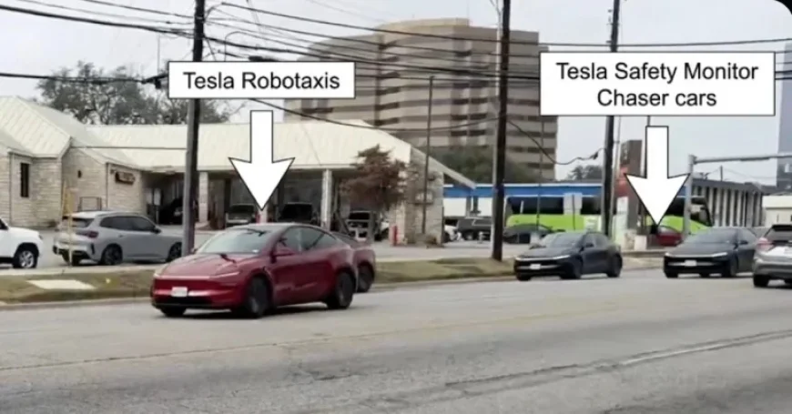 Tesla Relocates Robotaxi ‘Safety Monitor’ to Trailing Vehicle