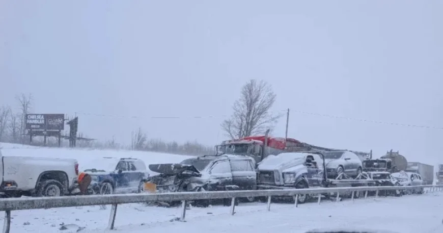 Ontario Highway Reopens Following Massive 20-30 Vehicle Crash