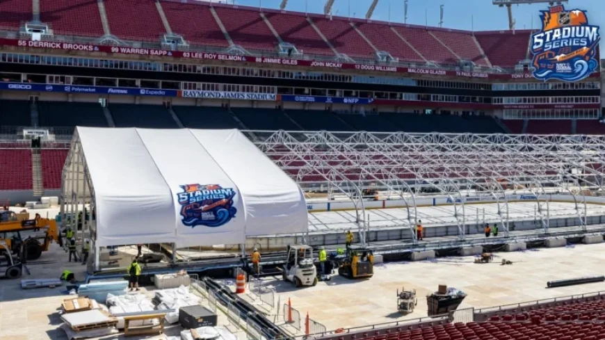 NHL Welcomes Protective Tent for Stadium Series Rink Preparation
