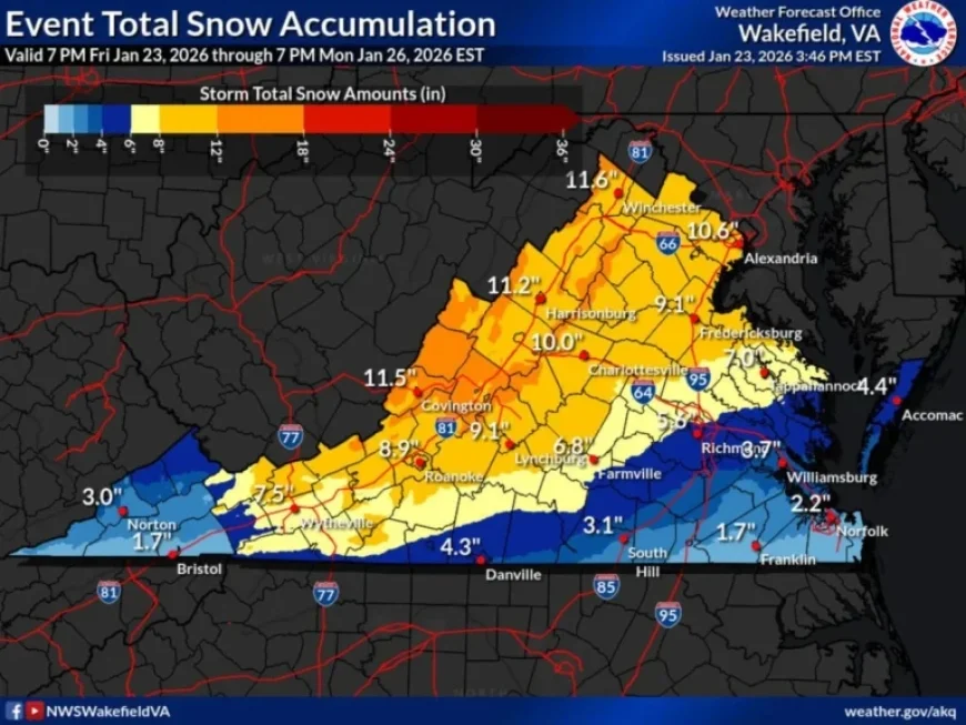 Virginia Faces Glacier Conditions as Snow, Sleet, Ice Set In