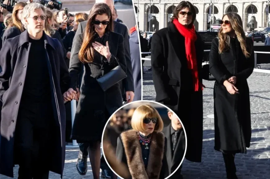 Anne Hathaway, Anna Wintour Honor Valentino at Rome Funeral