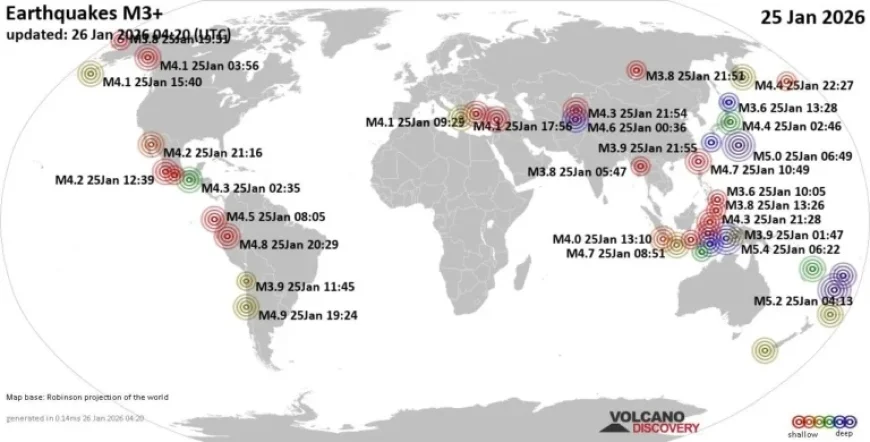Global Earthquake Update: Key Events on Sunday, January 25, 2026