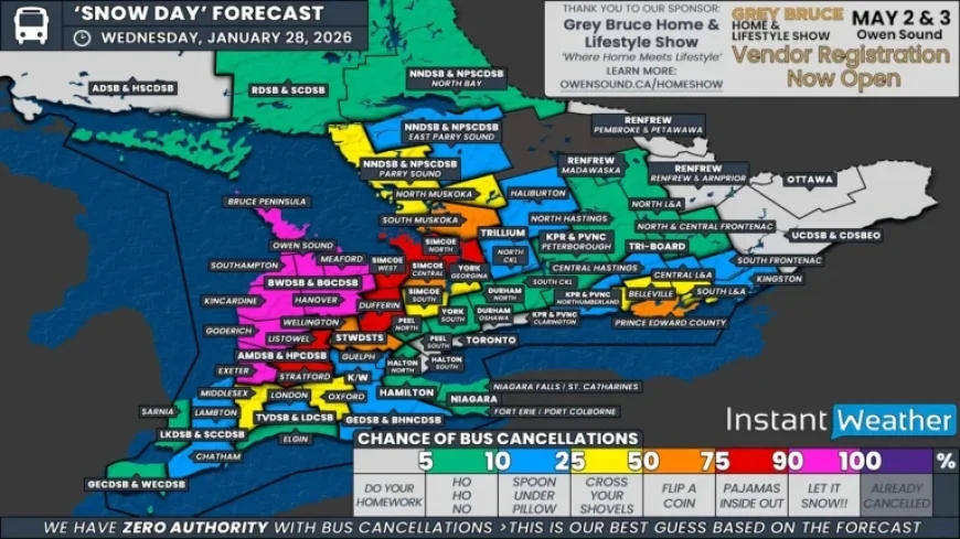 Snow Day: Southern Ontario Faces More School Bus Cancellations Wednesday