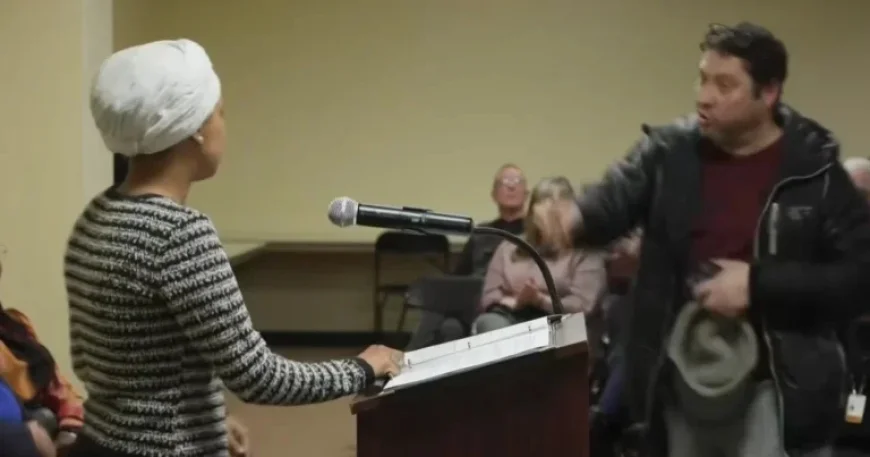 Assailant Attacks Rep. Ilhan Omar with Substance at Town Hall