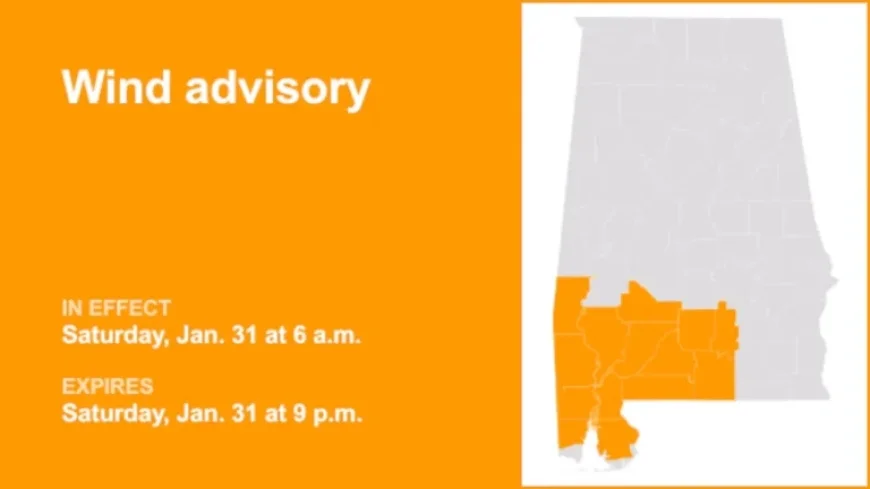 Wind Advisory for South Alabama: Saturday Gusts Up to 40 mph
