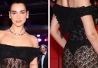 Star Dazzles in Stunning See-Through Red Carpet Outfit