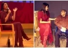 Priyanka Chopra Stuns in Wine Red Dress at Harvard India Conference