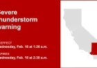 Severe Thunderstorm Alert Issued for Southern California Until 2 a.m. Wednesday