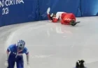 Blade Cuts Sellier’s Eye During Olympic Speedskating 1500m