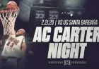 Men’s Basketball Welcomes UCSB in Nationally-Televised AC Carter Tribute Night