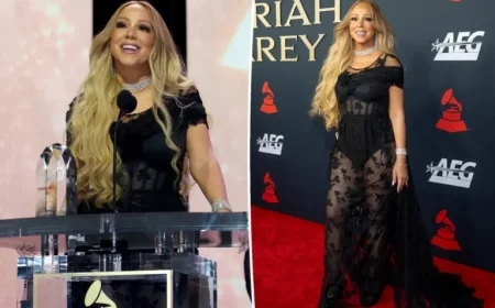 Mariah Carey Shines in Sheer Prada Gown at MusiCares Gala