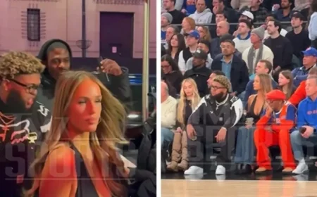 Druski and OnlyFans Star Sky Bri Attend Lakers-Knicks Game at MSG