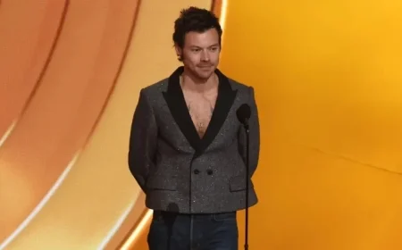 Harry Styles Rocks Shirtless Blazer Look at 2026 Grammys