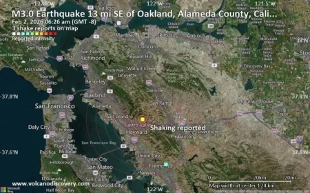 Possible Earthquake Shakes Near Oakland, California Moments Ago