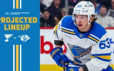 St. Louis Blues Projected Lineup for Nashville Clash on Feb. 2