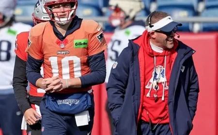 Drake Maye’s Candid Encounter with Josh McDaniels at Patriots’ AFC Victory