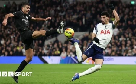 Solanke Scores Twice as Spurs Rally to 2-2 Draw with Man City