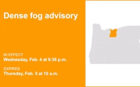 Dense Fog Advisory for North Central Oregon: Hazardous Roads Until Thursday Morning
