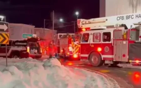 Fire Crews Battle Blaze at Halifax Armoury Building