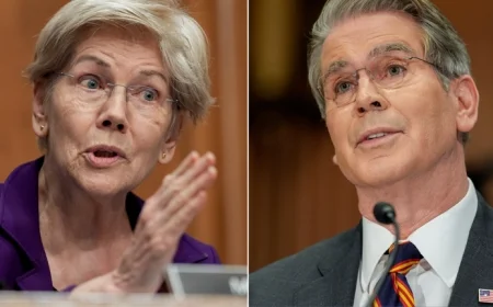 Warren and Bessent Clash Loudly Over Trump’s Warsh Joke