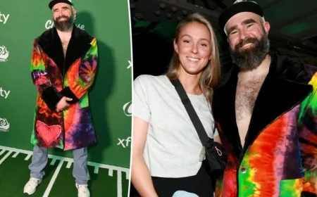 Jason Kelce Rocks Tie-Dye Coat at ‘New Heights’ Super Bowl 2026 Bash