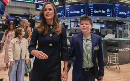 Jennifer Garner and Son Samuel Visit New York Stock Exchange