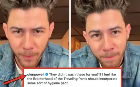 Glen Powell Responds to Nick Jonas’ Pants Discovery