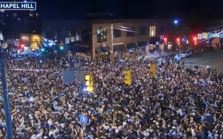 UNC Fans Celebrate on Franklin Street After Trimble’s Clutch 3-Pointer Beats Duke