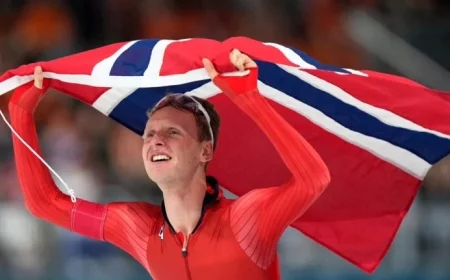 Sander Eitrem Secures Olympic Gold in 5,000m Speedskating, Enhancing World Record