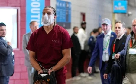 Mack Hollins Arrives at Super Bowl Wearing Shackles and Vrabel Jersey