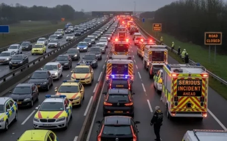 UK’s A19 Closed After Crash, Commuters Endure Hours of Delays